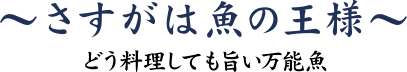 さすがは魚の王様　どう料理しても旨い万能魚。