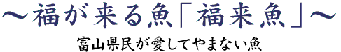 福が来る魚「福来魚」～富山県民が愛してやまない魚～