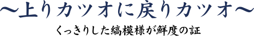 カツオ　上りカツオに戻りカツオ ～くっきりした縞模様が鮮度の証～